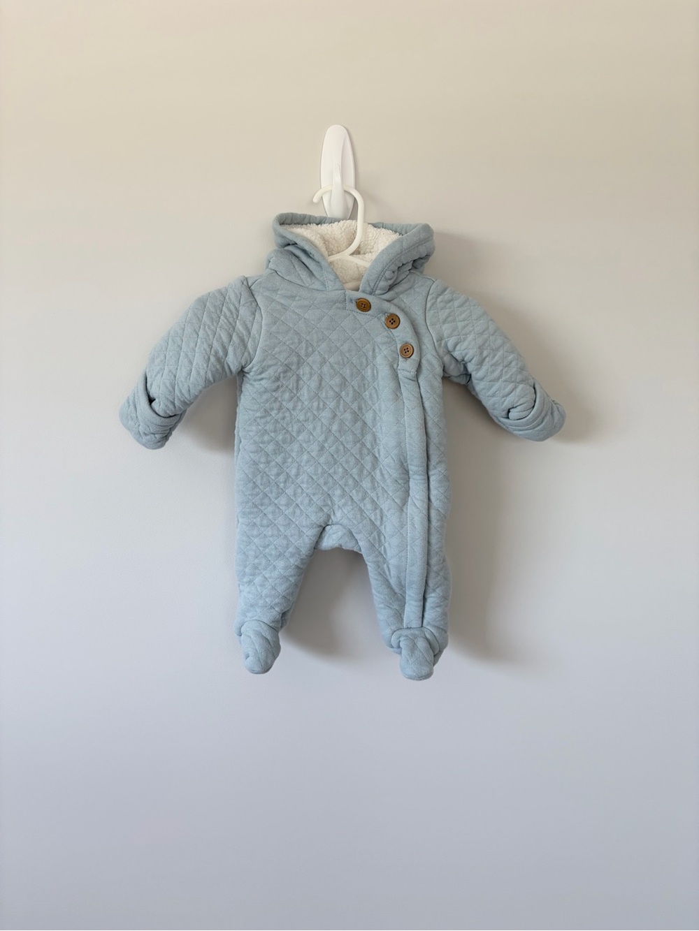 Carter's Quilted Hooded Footed One-Piece in Light Blue